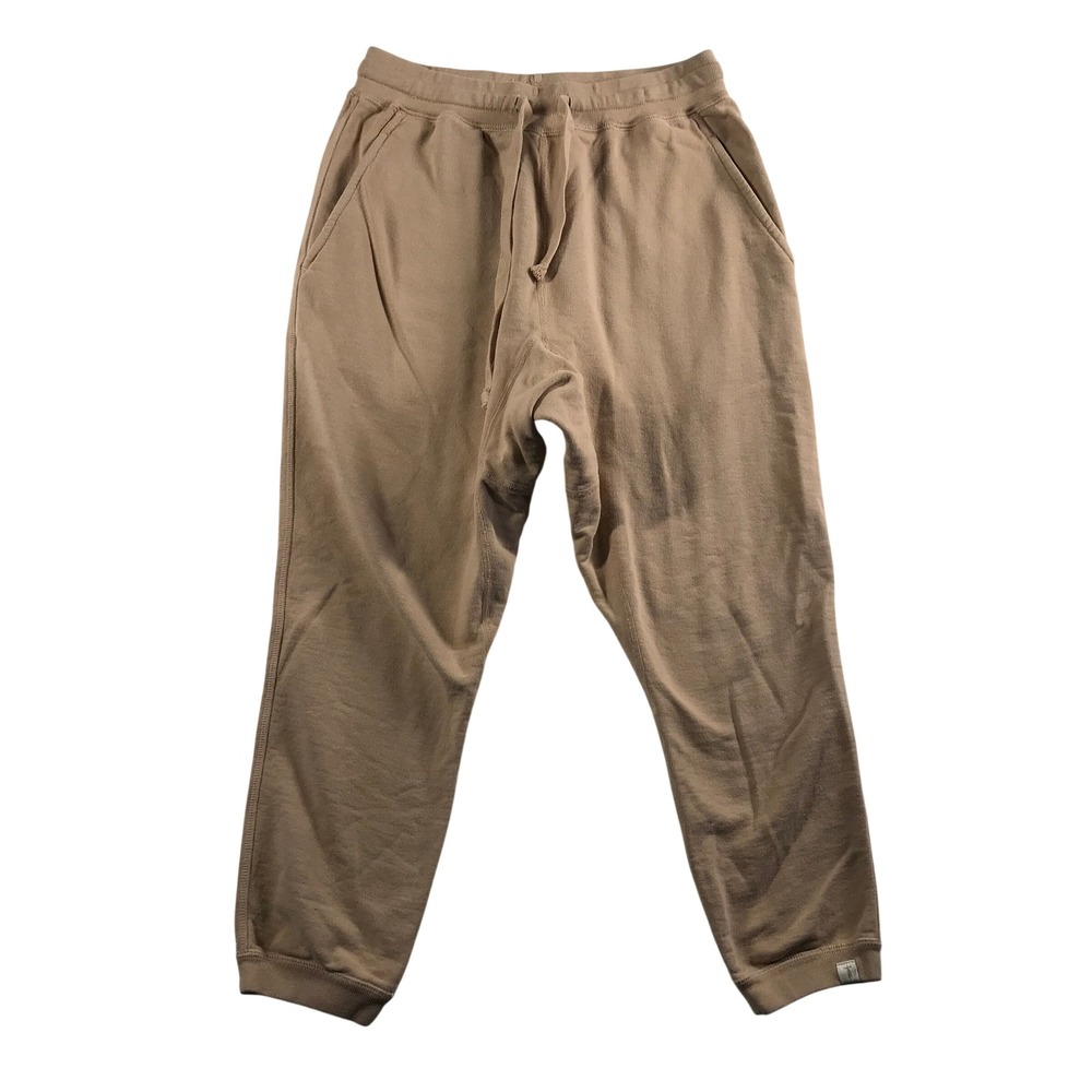 TKEES Tan French Terry Cotton Joggers Sweatpants Made in Canada Size 1